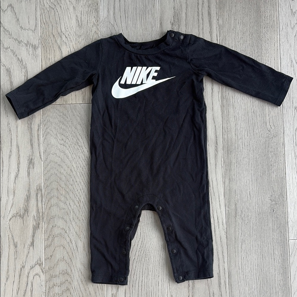 Nike Black One Piece with White Swoosh 9 months - Picture 2 of 4